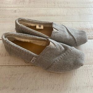 Toms Light Gray Fur Slip-On Shoes